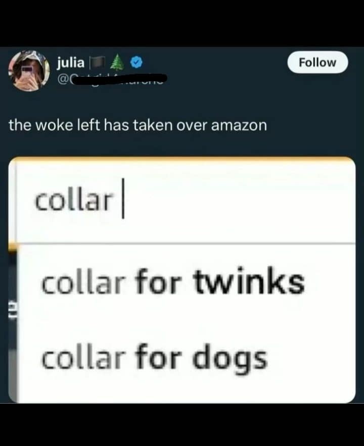 Amazon search suggestions for collar that list an adult option before collar for dogs