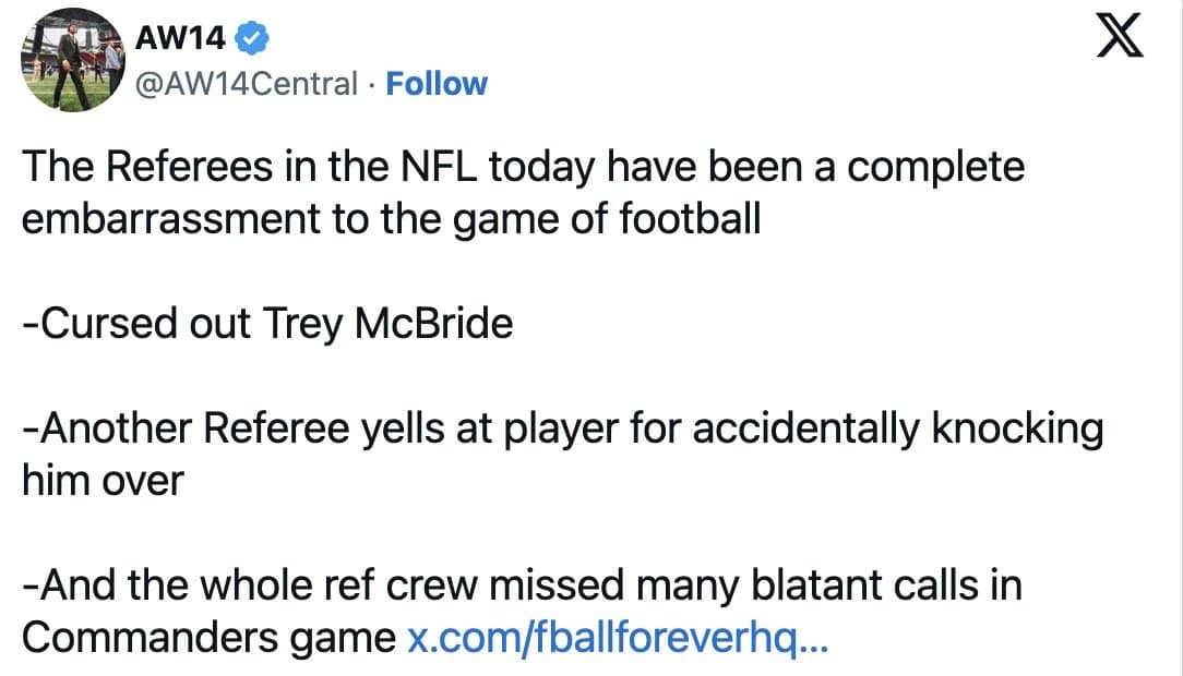 AW14's list of Sunday's ref incidents reads like the NFL ref memes' official recap.