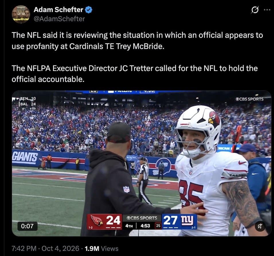 NFL ref memes kicked off with Schefter reporting the league's review of the McBride clip.