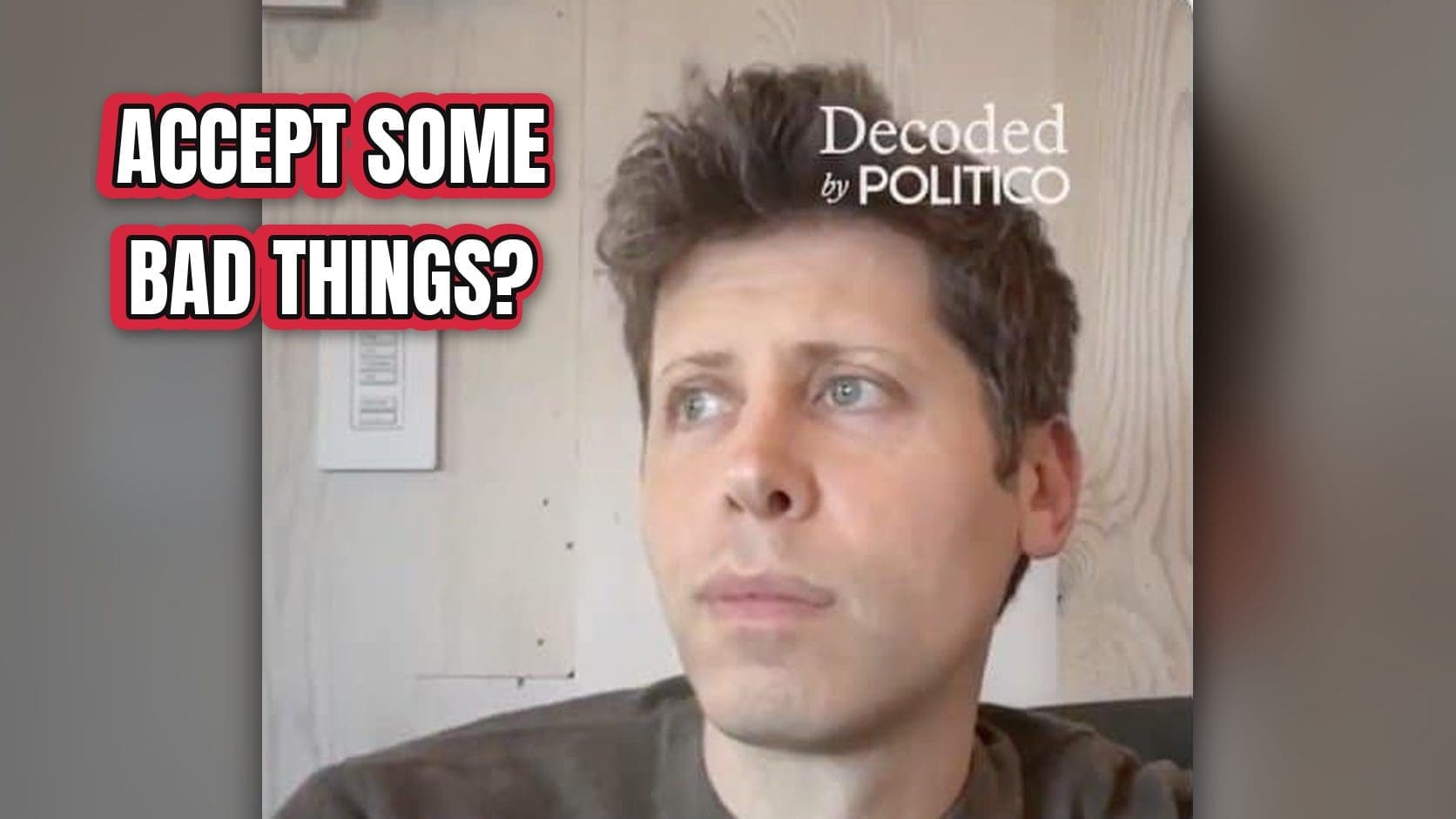Sam Altman memes started with this Politico Decoded interview frame of Altman listening during a talk about AI trade-offs.