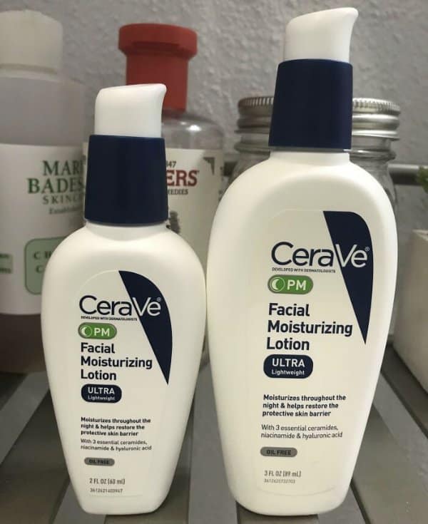 CeraVe PM lotion bottles in shrinkflation examples, shrinking from 3 ounces to 2.
