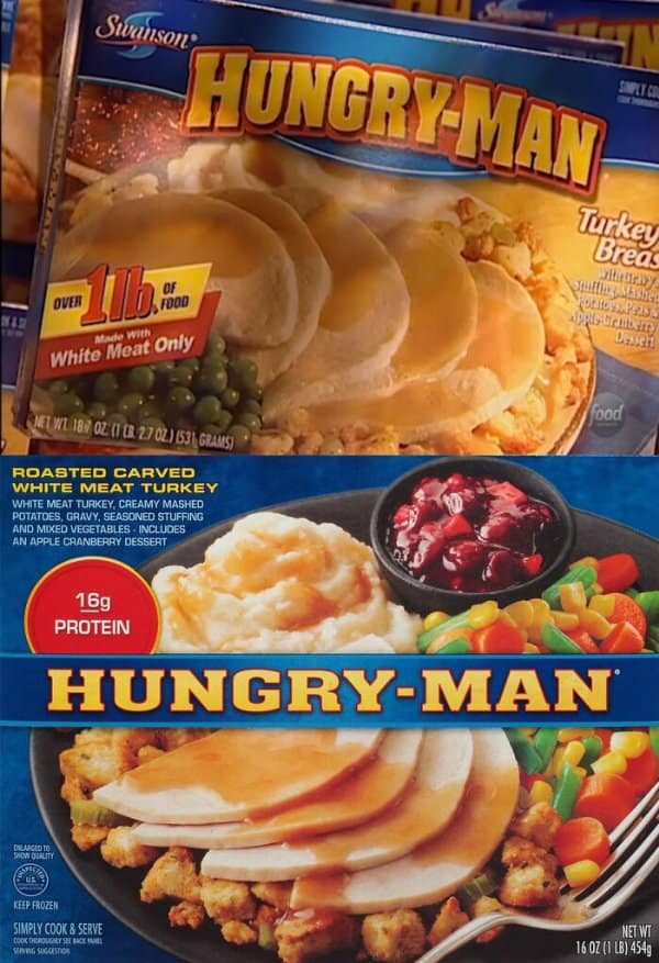 Hungry-Man turkey dinners going from over one pound of food to exactly one pound.