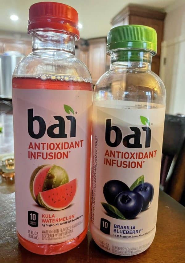 Bai Antioxidant Infusion bottles in shrinkflation examples, the blueberry bottle noticeably shorter.