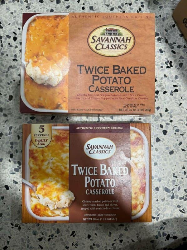 Twice Baked Potato Casserole boxes dropping from 32 ounces to a 20 ounce family size.