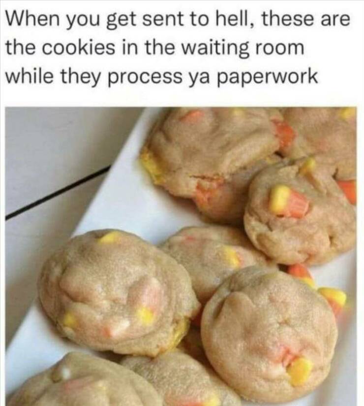 funny memes When you get sent to hell, these are the cookies in the waiting room while they process ya paperwork
