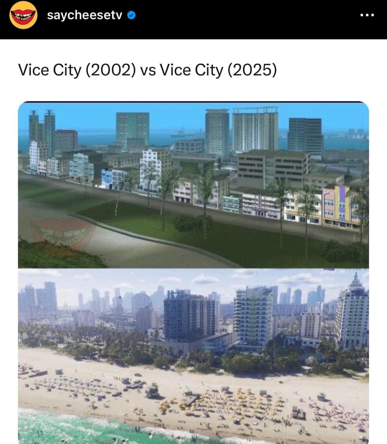 funny pics Vice City (2002) vs Vice City (2025)