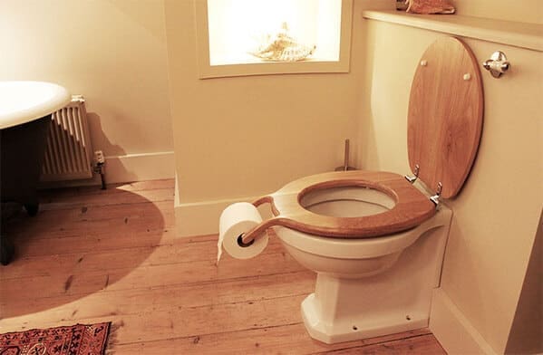 Bad interior design toilet paper on seat
