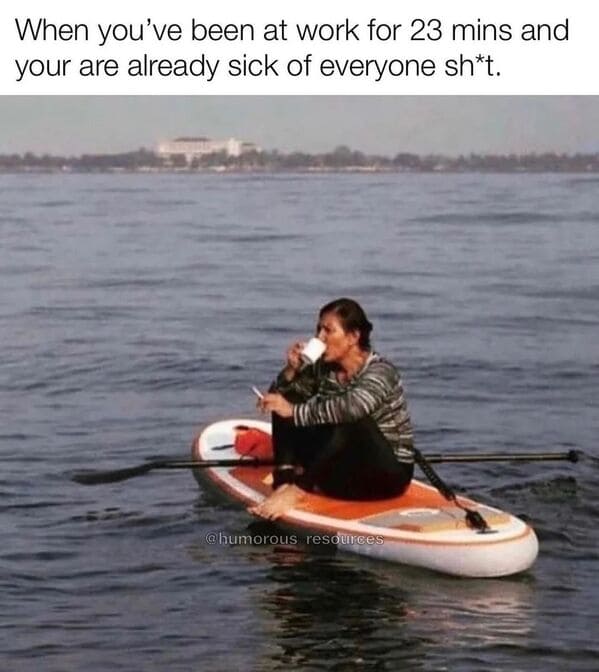 Relatable work memes When you've been at work for 23 mins and your are already sick of everyone sh*t.