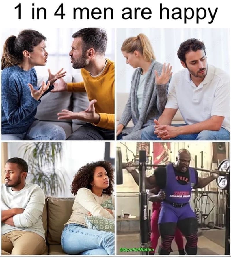 workout memes 1 in 4 men are happy