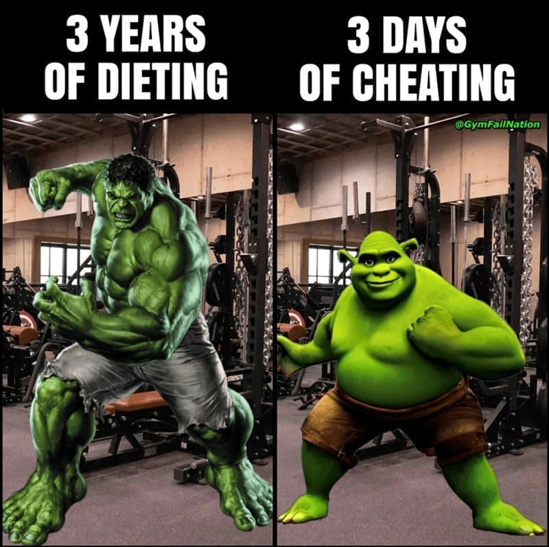 workout memes 3 YEARS OF DIETING 3 DAYS OF CHEATING