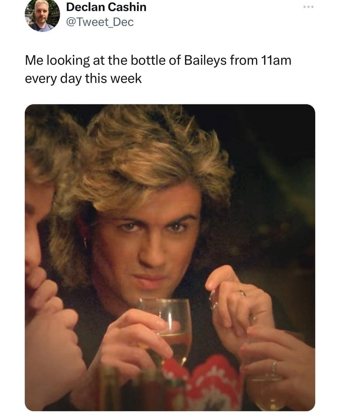 British Memes Me looking at the bottle of Baileys from 11am every day this week