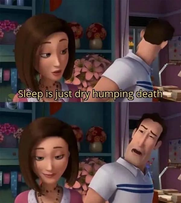 funny pics Sleep is just dry humping death