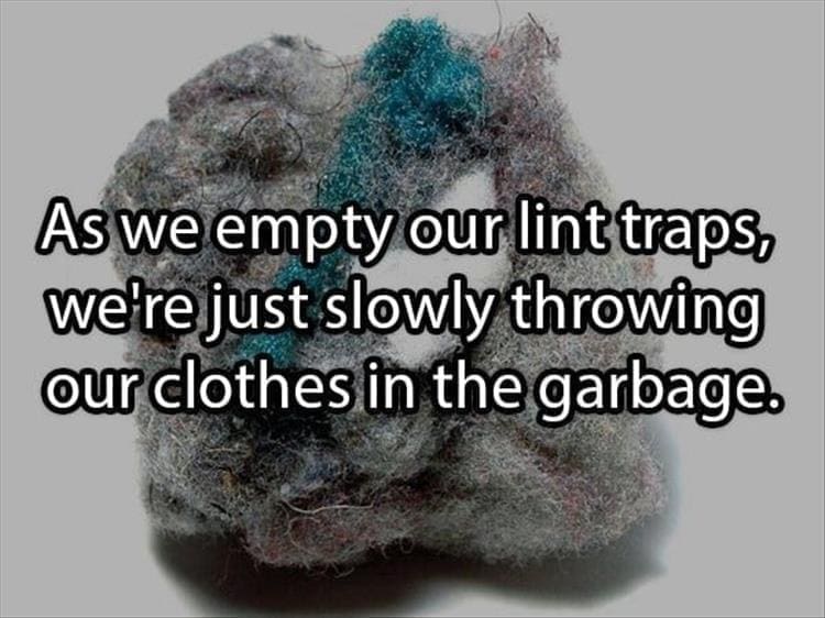 Reddit Shower Thoughts As we empty our lint traps, we're just slowly throwing our clothes in the garbage.