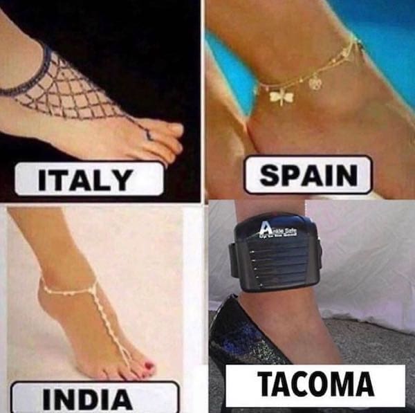 State memes ITALY INDIA SPAIN TACOMA ankle bracelet
