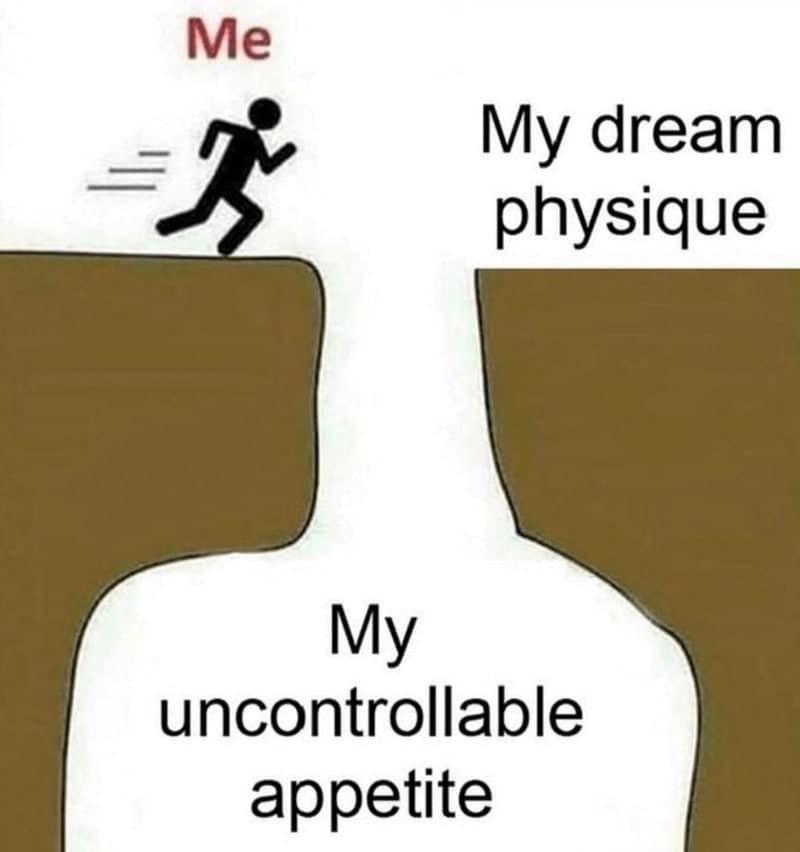 Me My dream physique My uncontrollable appetite