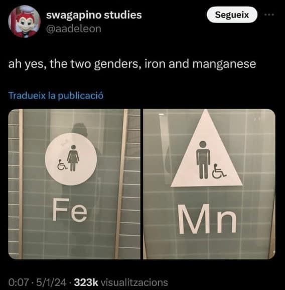 smart memes. ah yes, the two genders, iron and manganese