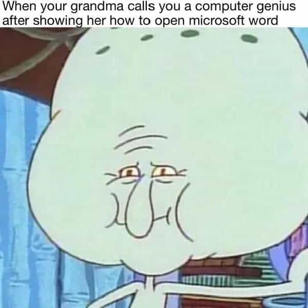 When your grandma calls you a computer genius after showing her how to open microsoft word
