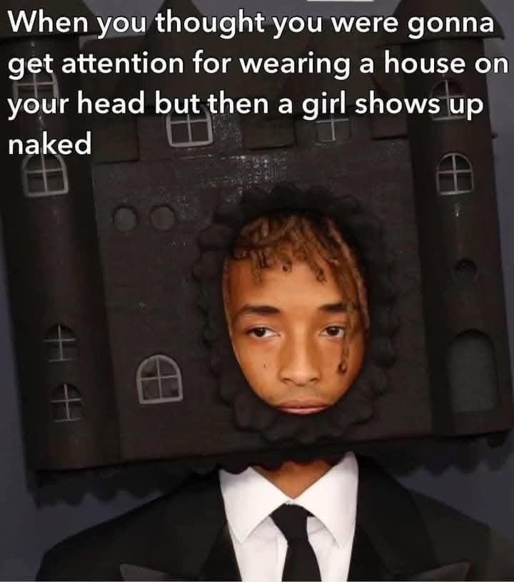 jaden smith castle hat memes, jaden smith memes, star’s bizarre headgear jokes, baffling red carpet comedic references, extravagant topper humor, celebrity memes, star-based comedic lines, personality meltdown laughter, Grammy outfit, awards show style comedic bits, formal event fashion spoofs, style meltdown jokes, bizarre garment comedic commentary