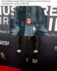 jaden smith castle hat memes, jaden smith memes, star’s bizarre headgear jokes, baffling red carpet comedic references, extravagant topper humor, celebrity memes, star-based comedic lines, personality meltdown laughter, Grammy outfit, awards show style comedic bits, formal event fashion spoofs, style meltdown jokes, bizarre garment comedic commentary