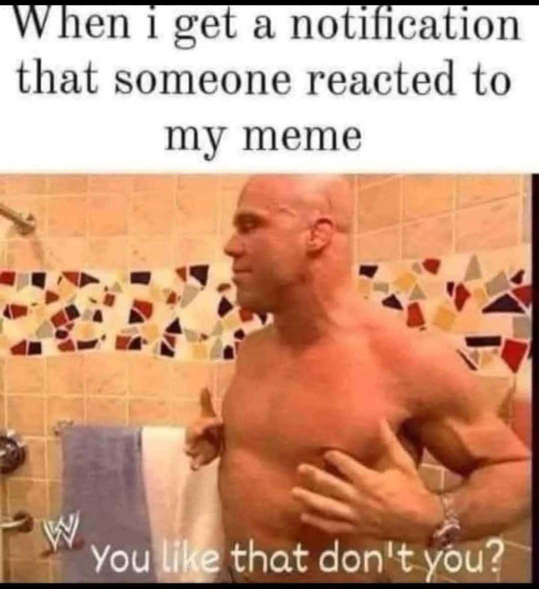 When i get a notification that someone reacted to my meme