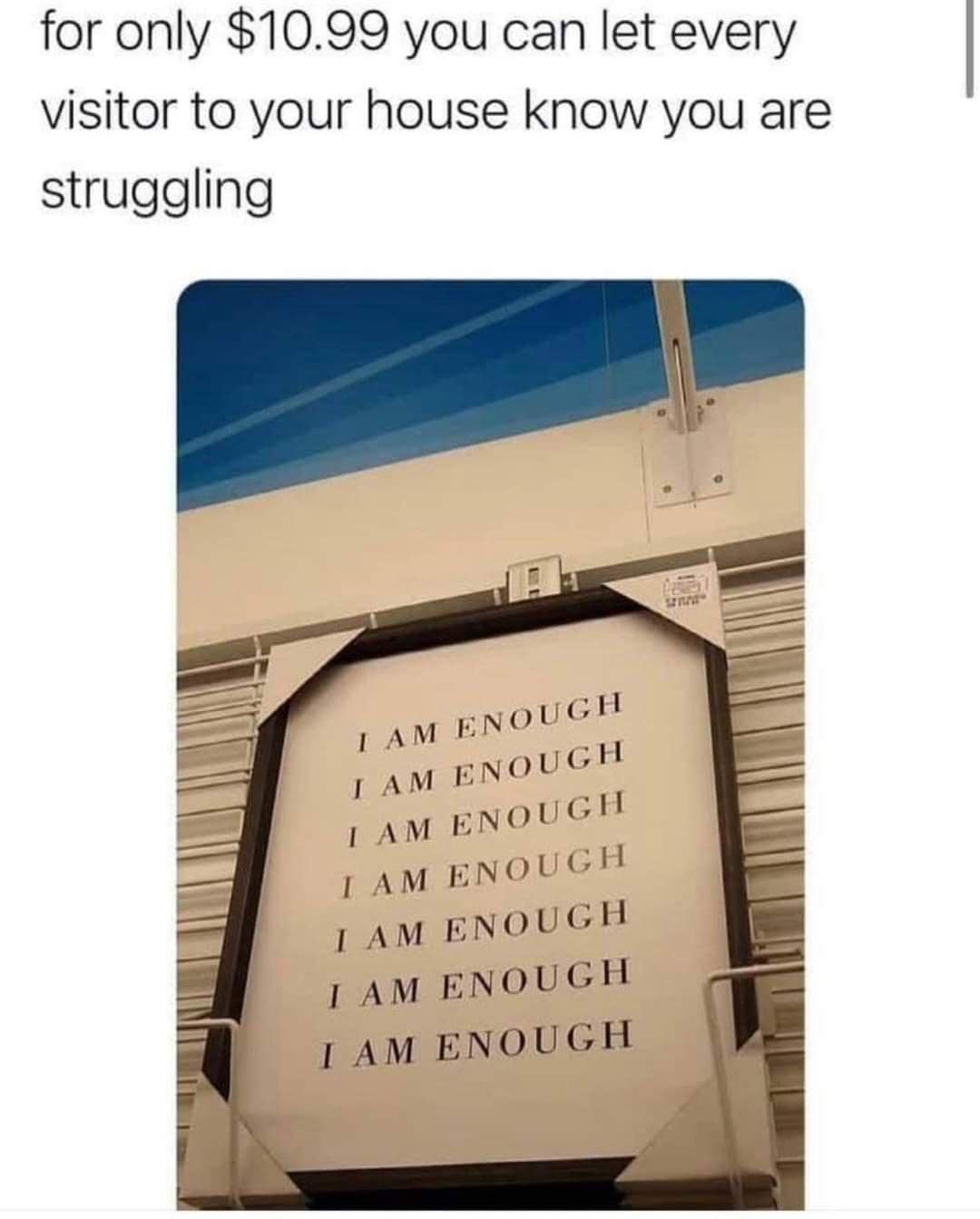 for only $10.99 you can let every visitor to your house know you are struggling I AM ENOUGH I AM ENOUGH I AM ENOUGH I AM ENOUGH I AM ENOUGH I AM ENOUGH I AM ENOUGH