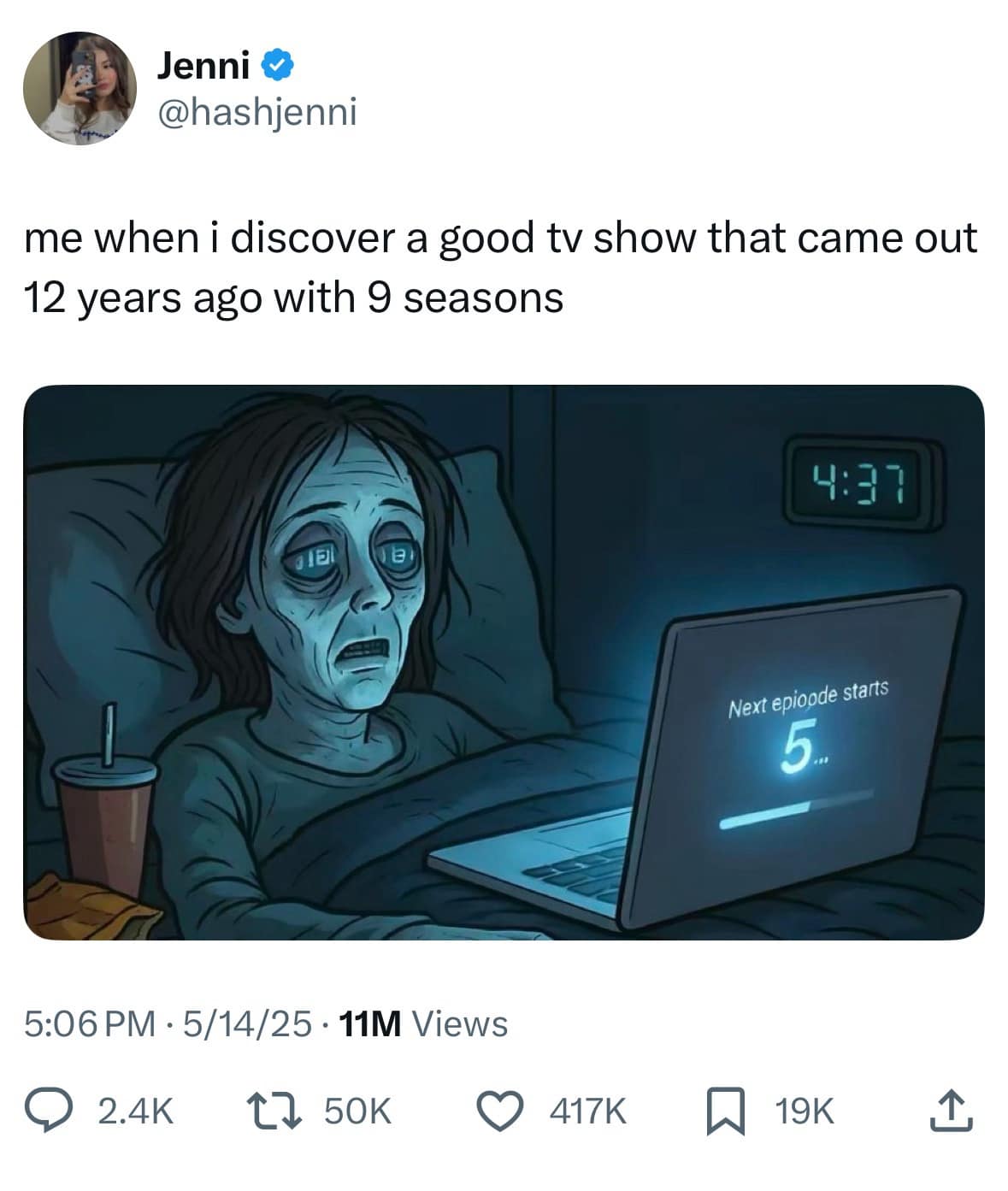 me when i discover a good tv show that came out 12 years ago with 9 seasons