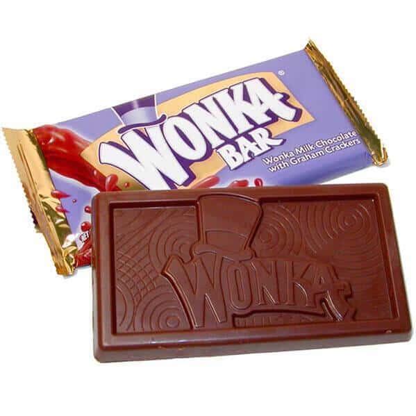 A classic Nestlé Wonka Bar, a milk chocolate bar with graham cracker pieces, which is now a discontinued candy.