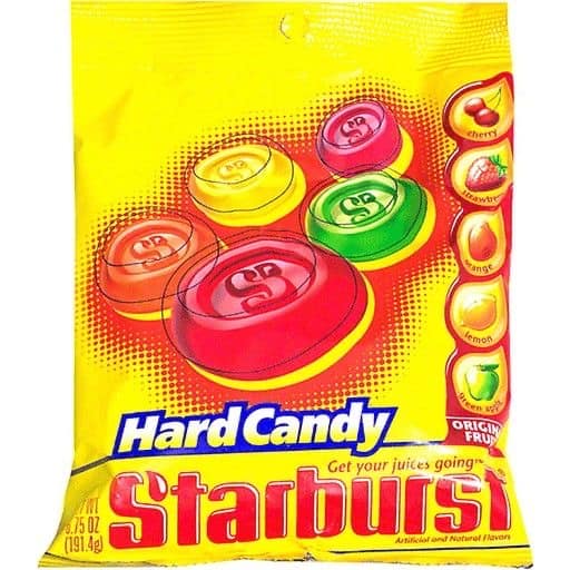 A bag of Starburst Hard Candy, a less common but still nostalgic candy from the 80s.