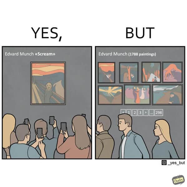 funny online web comic about people viewing art through phone screens.