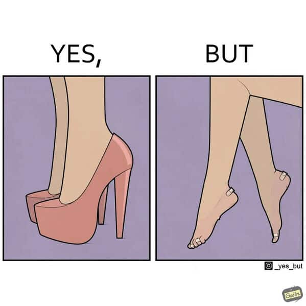 funny online web comic depicting the hidden pain of wearing fashionable high heels