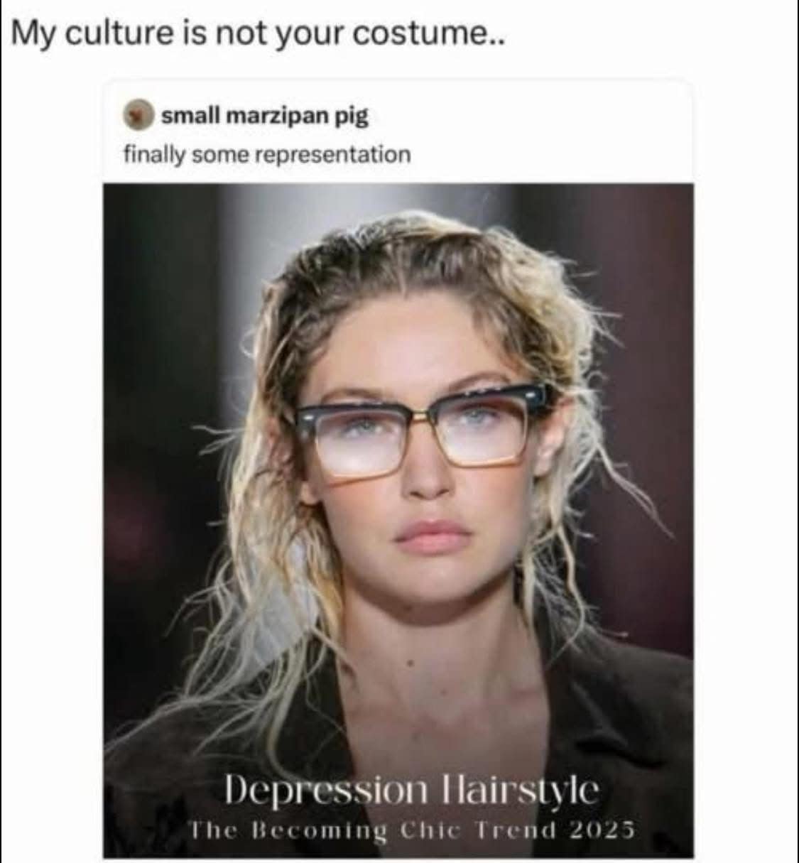 Fashion headline labeling messy hair as chic Depression Hairstyle funny pics.