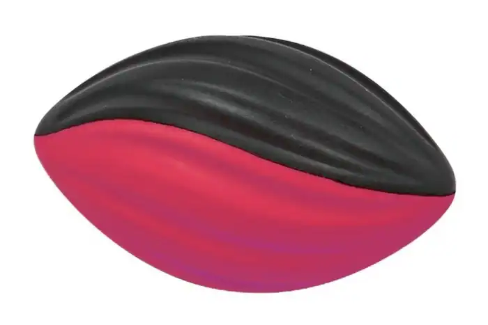 A red and black Nerf Vortex foam football with a tail for throwing spirals.