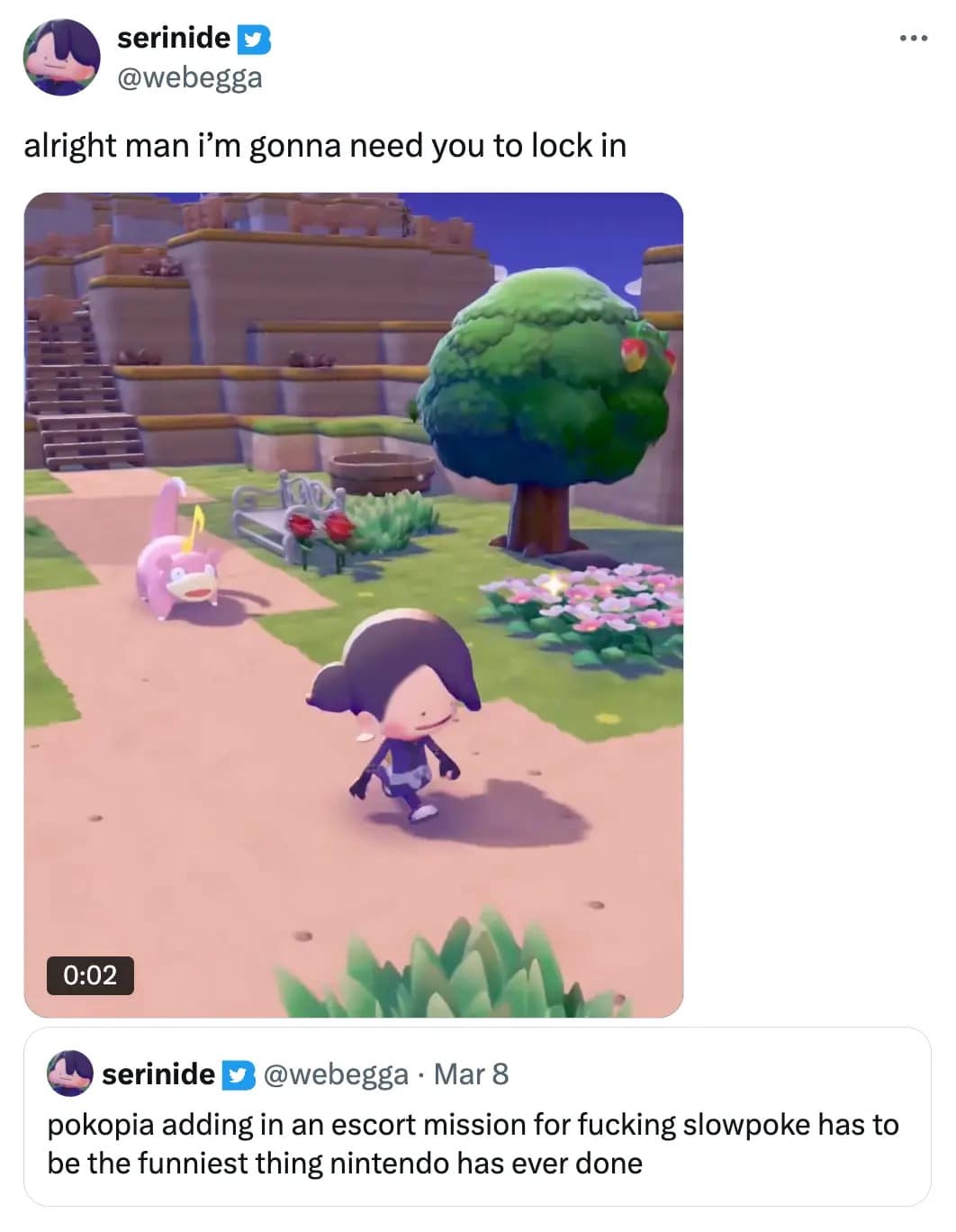 Isabelle from Animal Crossing is seen looking through window blinds with a somber expression, watching characters in the Pokopia world play outside. The caption notes that this is how original Switch owners feel watching the Pokopia meme hype from the sidelines