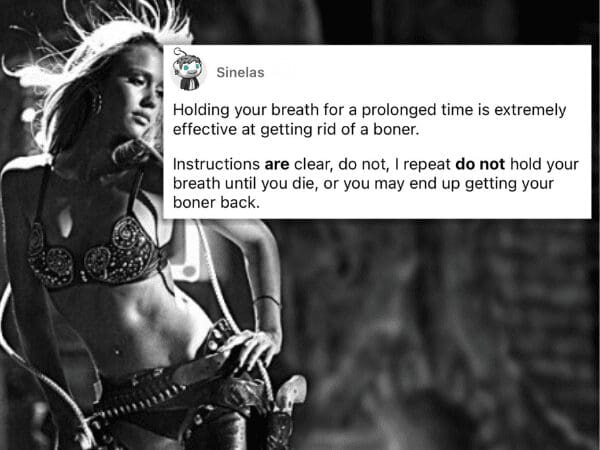 Black and white photo of Jessica Alba in Sin City with advice on how to hold your breath.