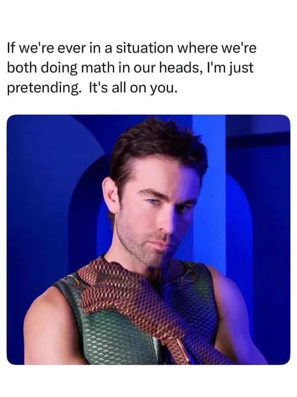 Chace Crawford as The Deep from The Boys with a funny caption about math.