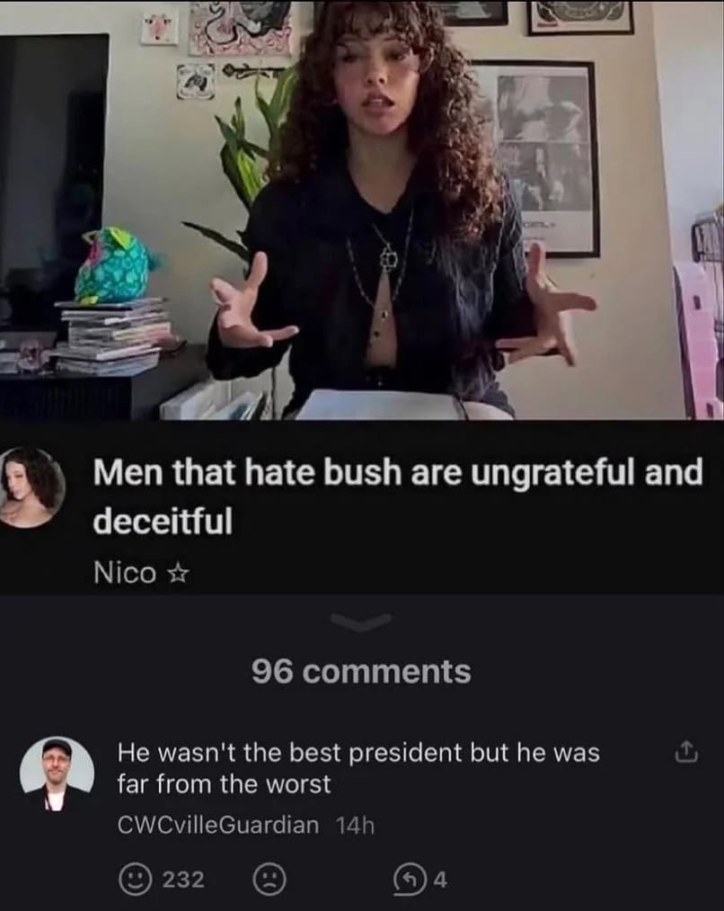 Screenshot of a funny online comment section misunderstanding a post about hairstyles for politics.