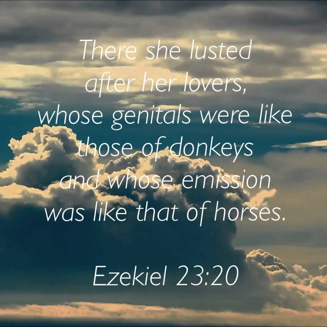 Inspirational looking clouds background with an oddly graphic and descriptive bible verse text overlay.