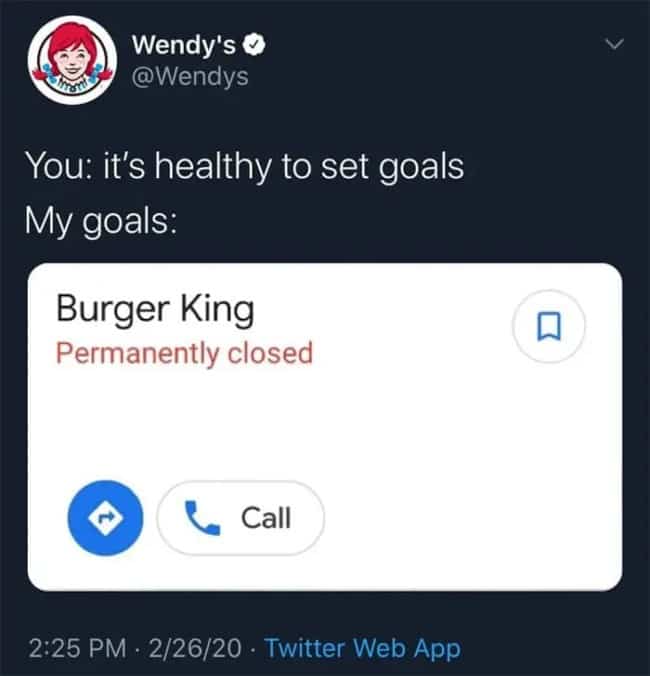 Wendy’s tweeting a Google Maps screenshot wishing for Burger King's permanent closure in corporate brand roasts.