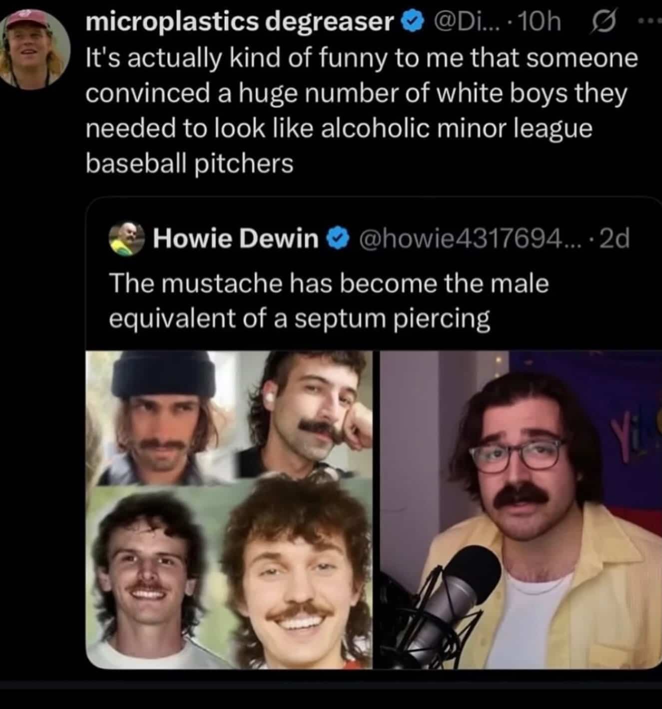 Compilation of men with thick mustaches representing modern fashion trends funny meme