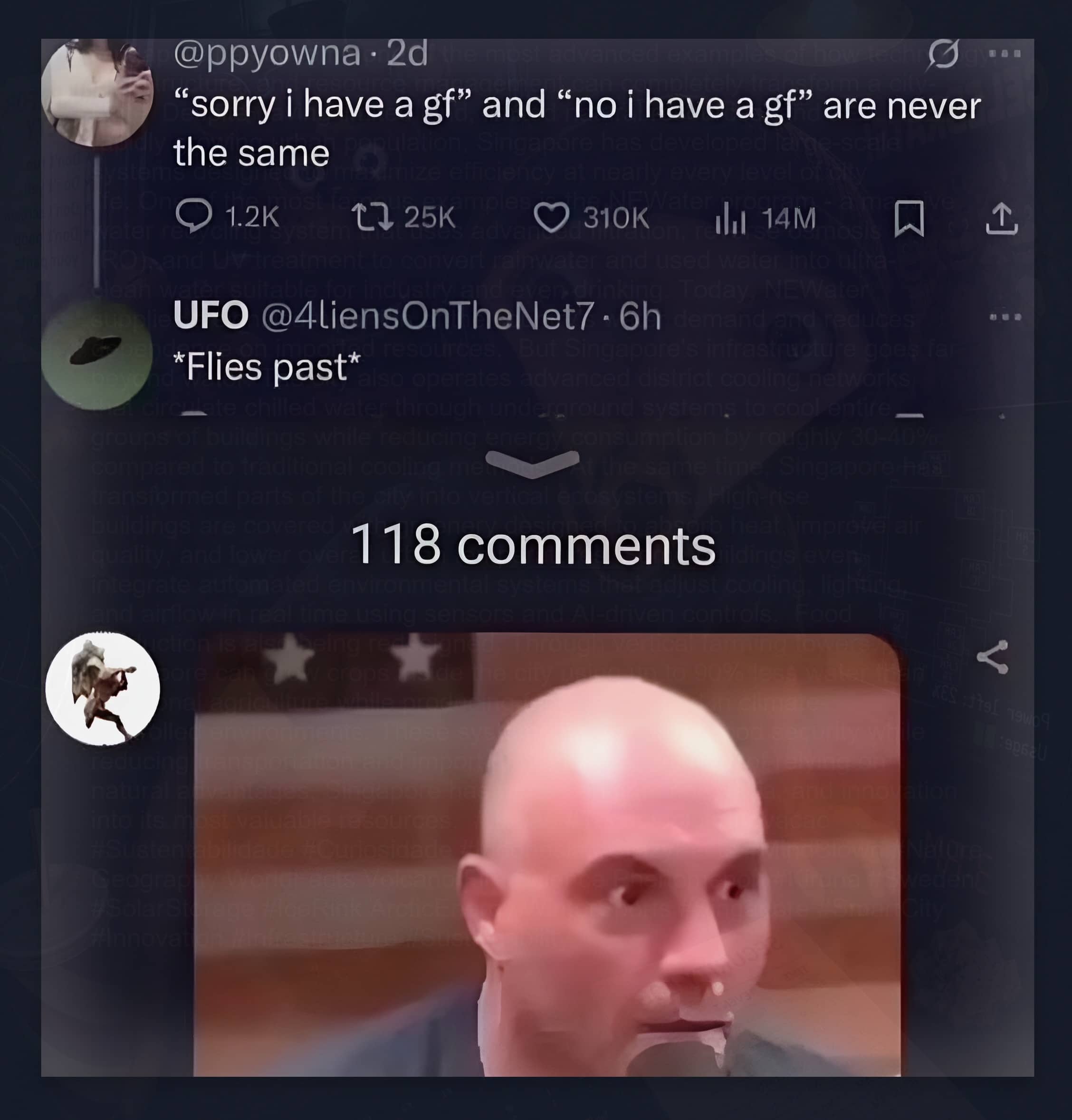 Layered social media posts showing a quote about relationships and a surprised Joe Rogan reaction meme.