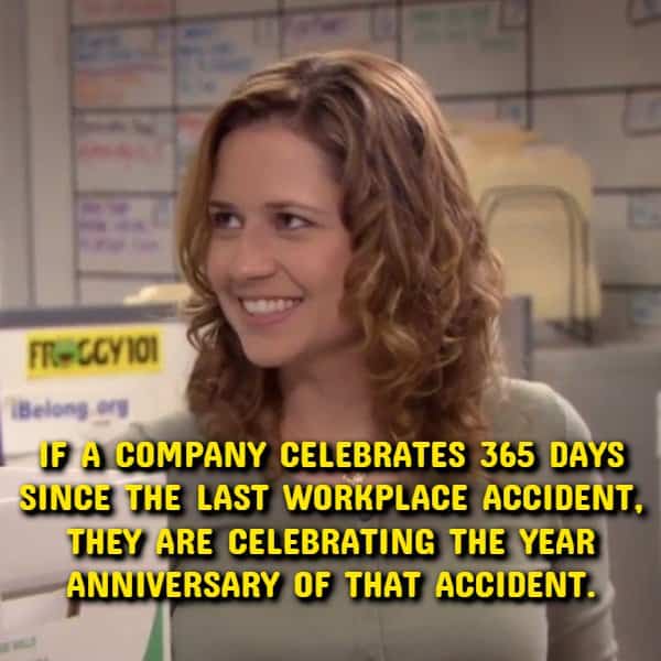Pam from The Office smiling in a workplace logic shower thoughts meme template.