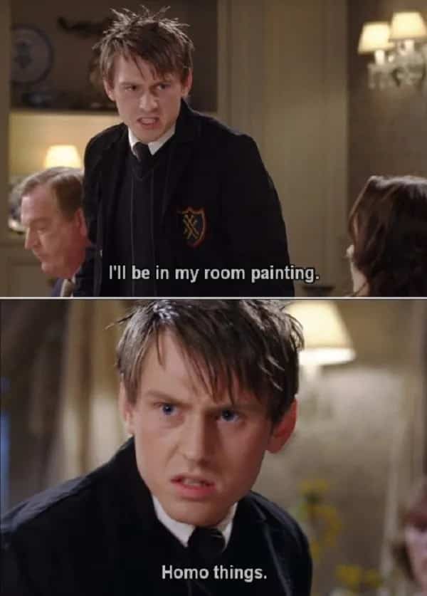 Keir O'Donnell as Todd Cleary angrily announcing his artistic room plans in Wedding Crashers.