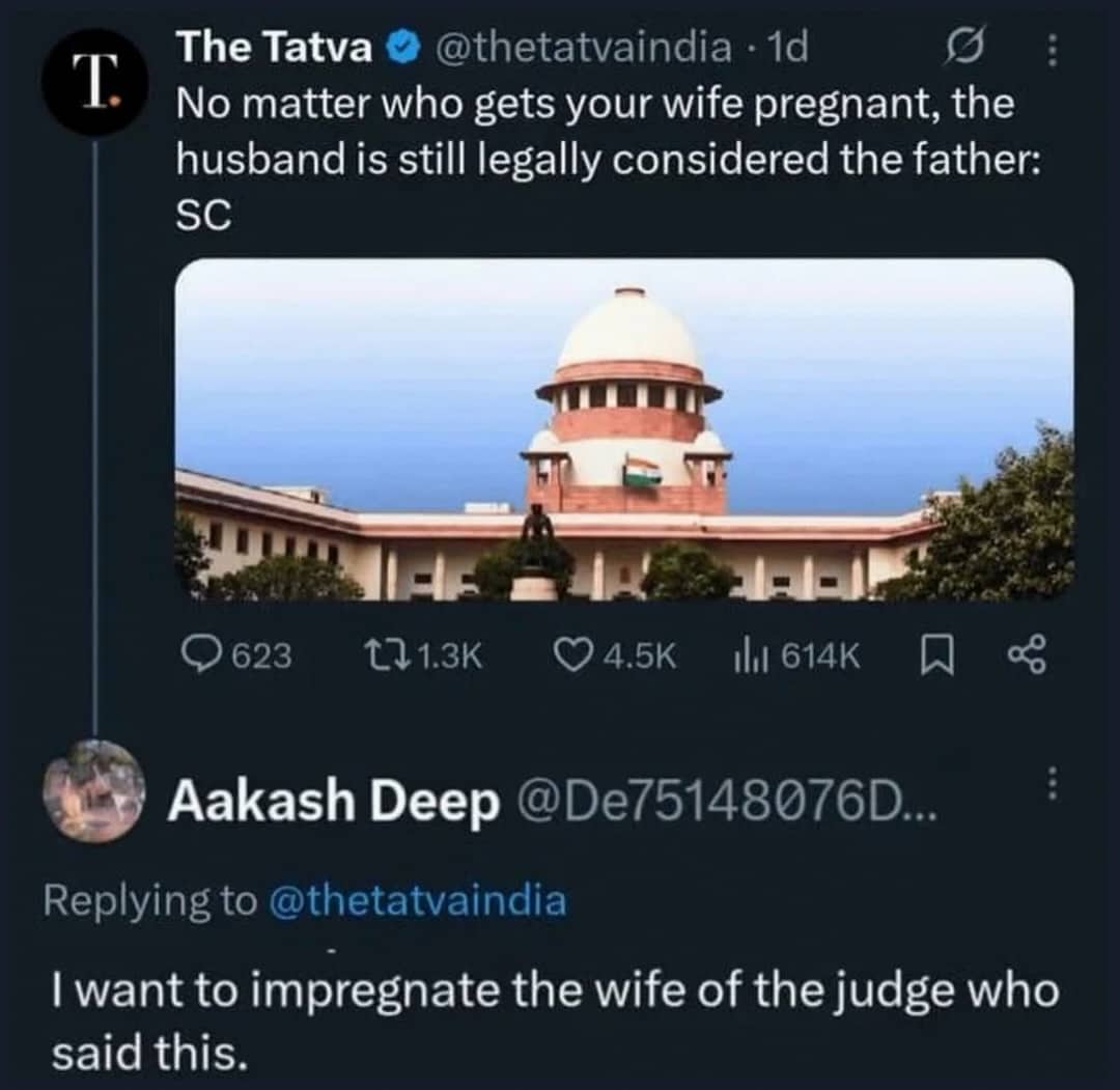 Social media post containing a funny meme reaction to an Indian Supreme Court ruling.