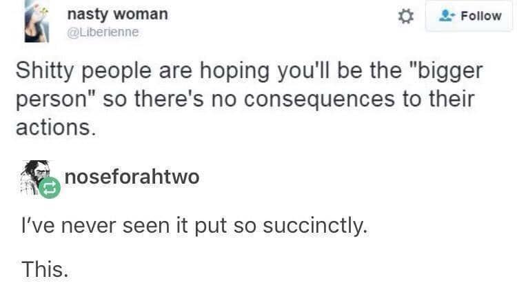 Relatable social media text screenshot meme discussing high expectations and personal boundaries with difficult people.