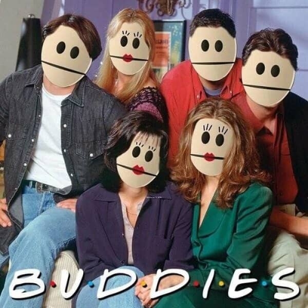 South Park style Canadian flapping heads superimposed onto the Friends cast in a hilarious meme.