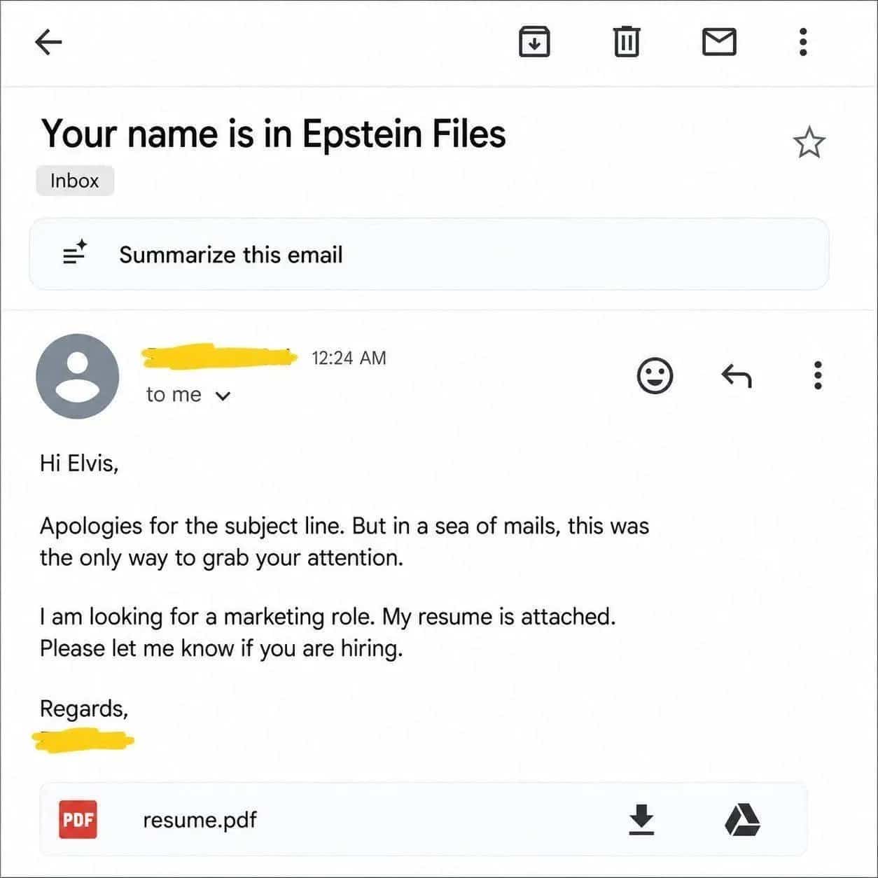 Unbelievable job application meme showing a candidate using a shocking email subject line for attention