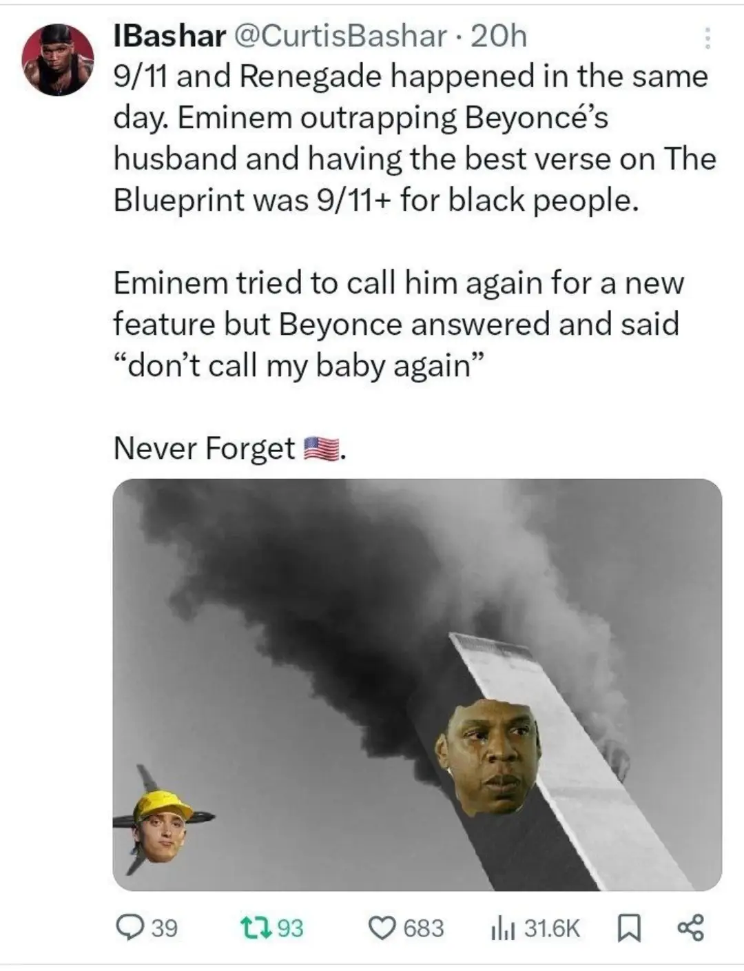 Funny hip hop meme overlaying Jay-Z and Eminem onto a historic event photo.