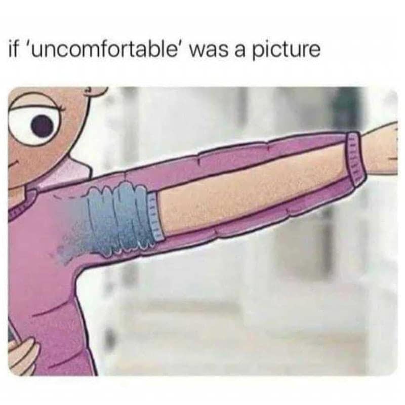 Diagram illustrating the extreme physical annoyance of an undershirt sleeve bunching up tightly inside a sweater sleeve.