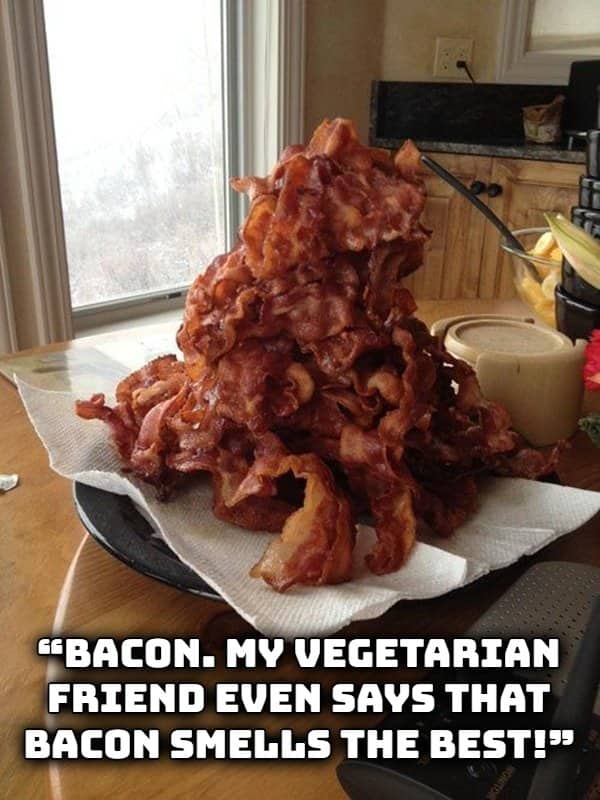A massive stack of crispy cooked bacon representing popular savory scents and favorite smells.
