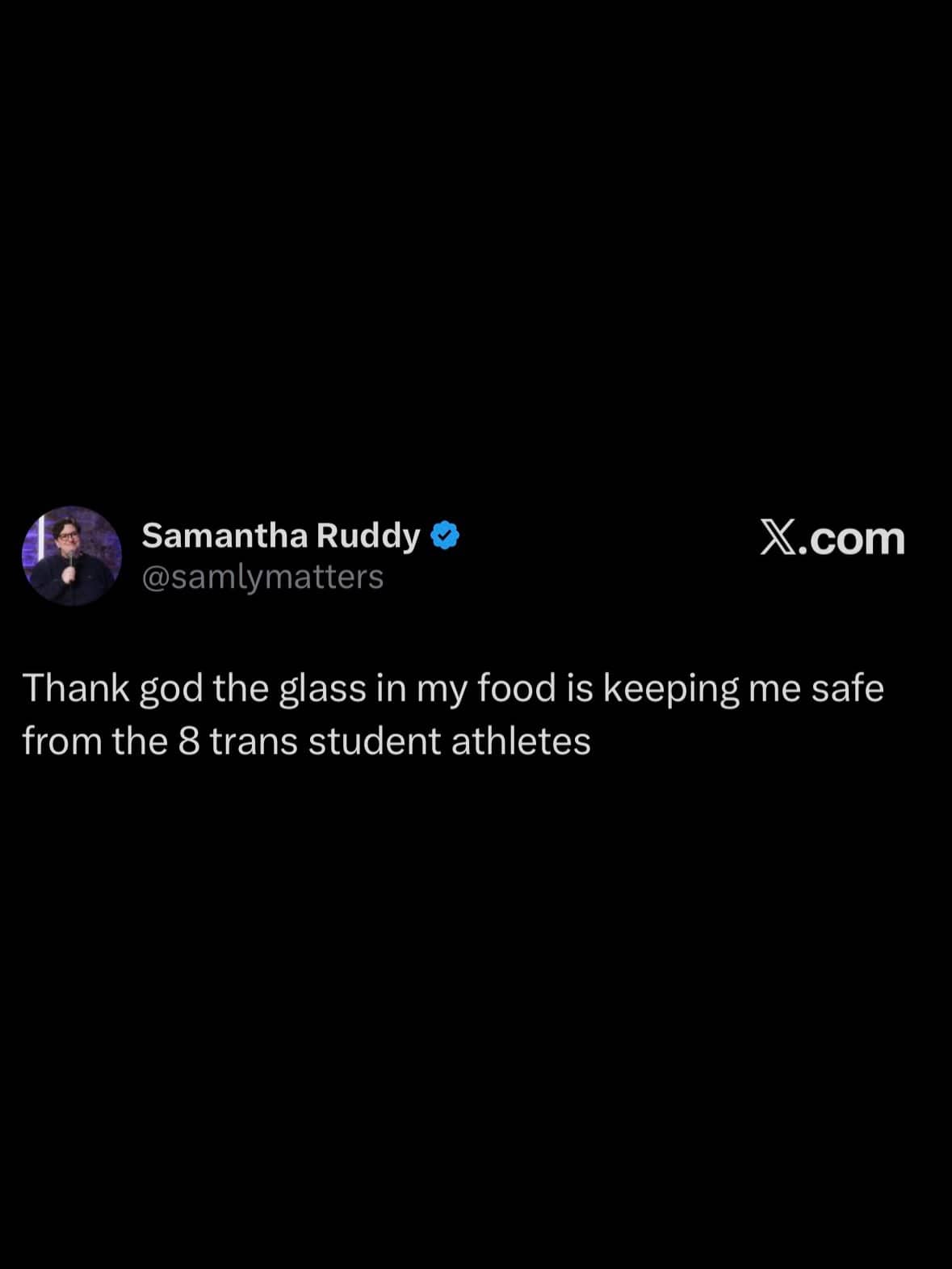 Funny text post meme sarcastically commenting on political controversies and trans athletes.